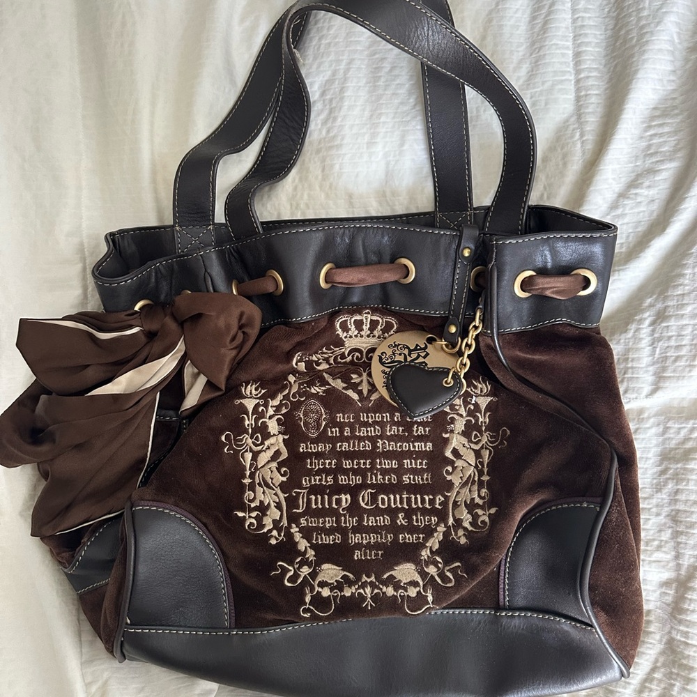 ❌ sold ❌Juicy Couture Brown Velour Tote with Gold Hardware